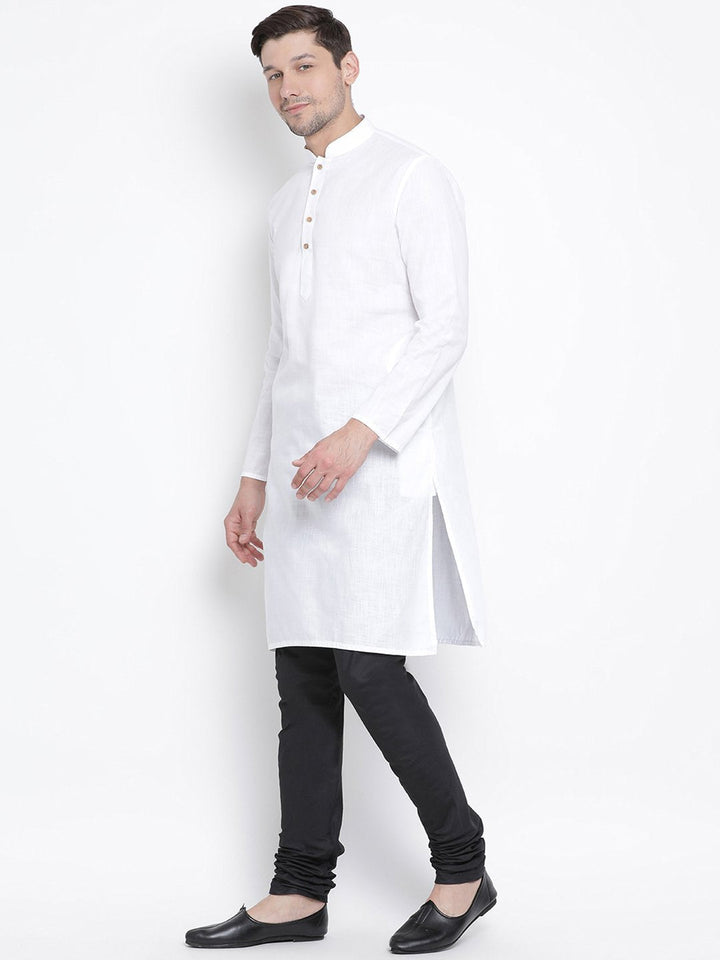 Sarvati Men's White Cotton Kurta and Pyjama Set