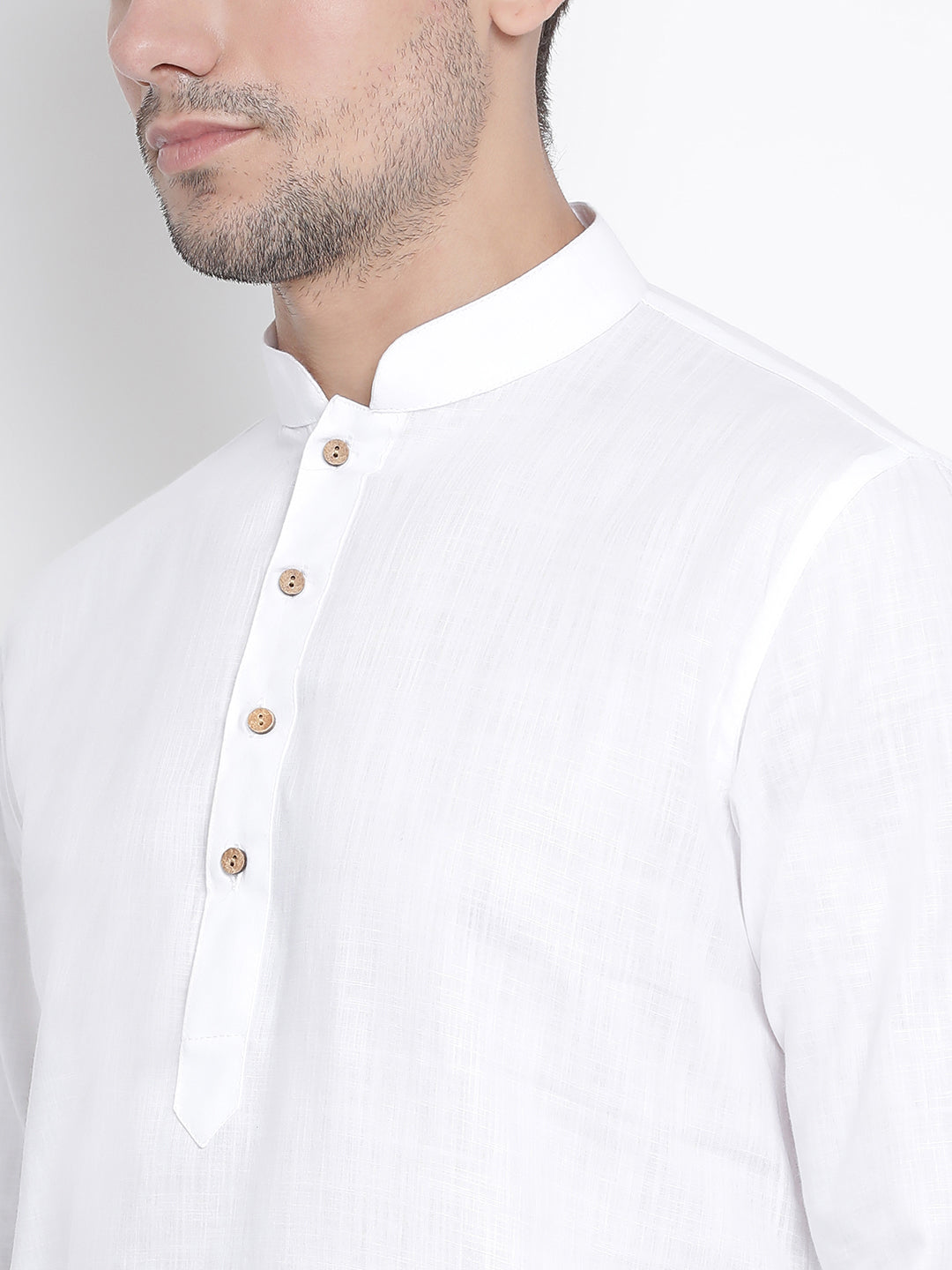 Sarvati Men's White Cotton Kurta and Pyjama Set