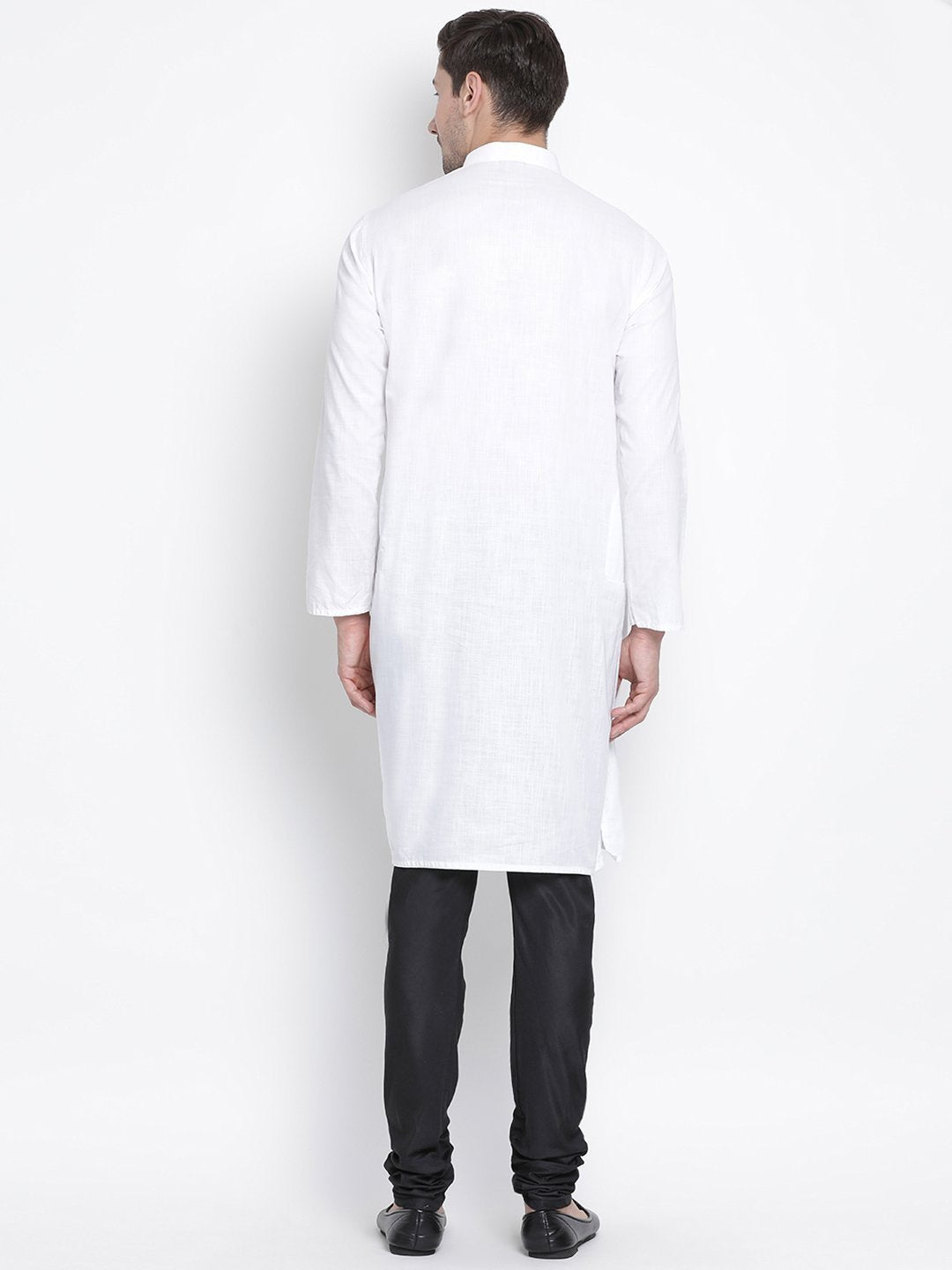 Sarvati Men's White Cotton Kurta and Pyjama Set