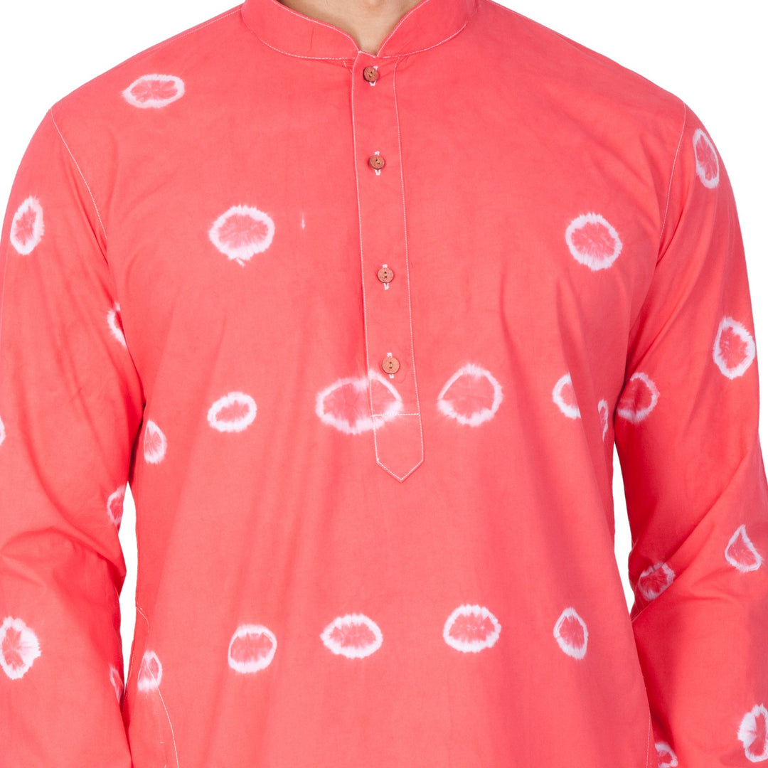 Sarvati Men's Pink Cotton Kurta and Pyjama Set