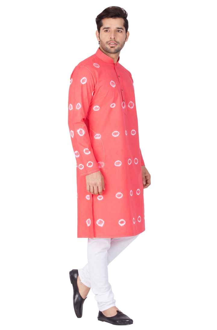 Sarvati Men's Pink Cotton Kurta and Pyjama Set