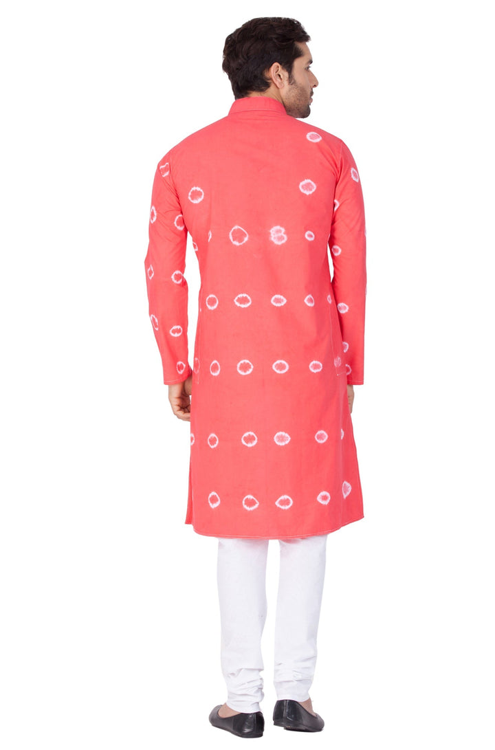 Sarvati Men's Pink Cotton Kurta and Pyjama Set