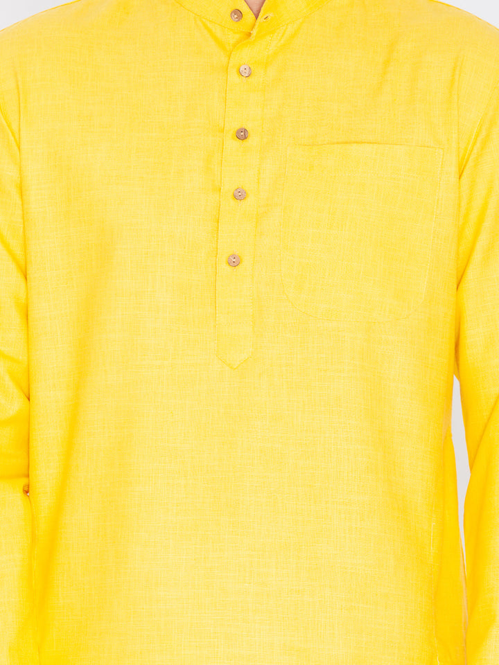 Men's Yellow Linen Kurta
