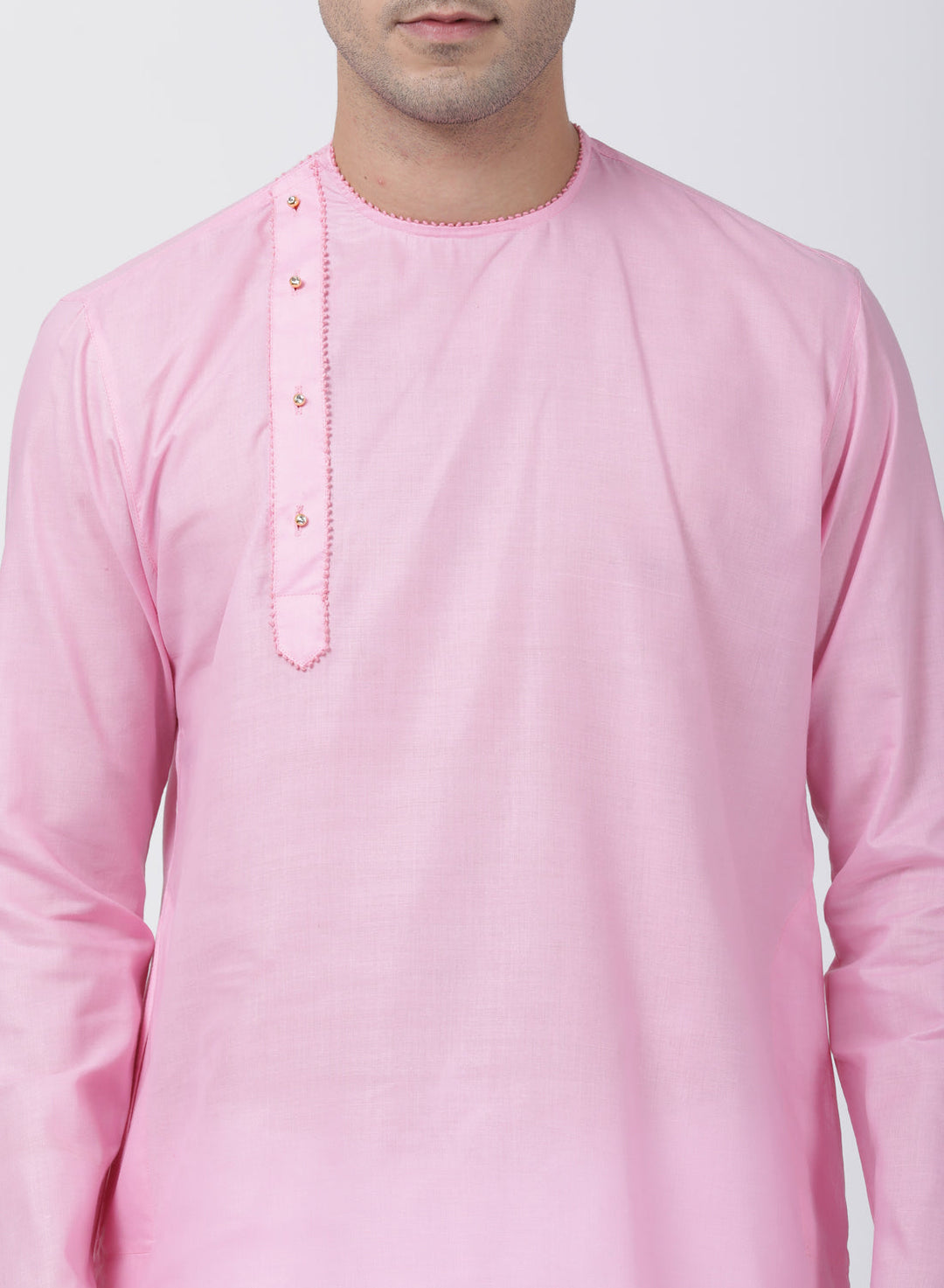 Sarvati Men's Pink Cotton Blend Kurta and Pyjama Set