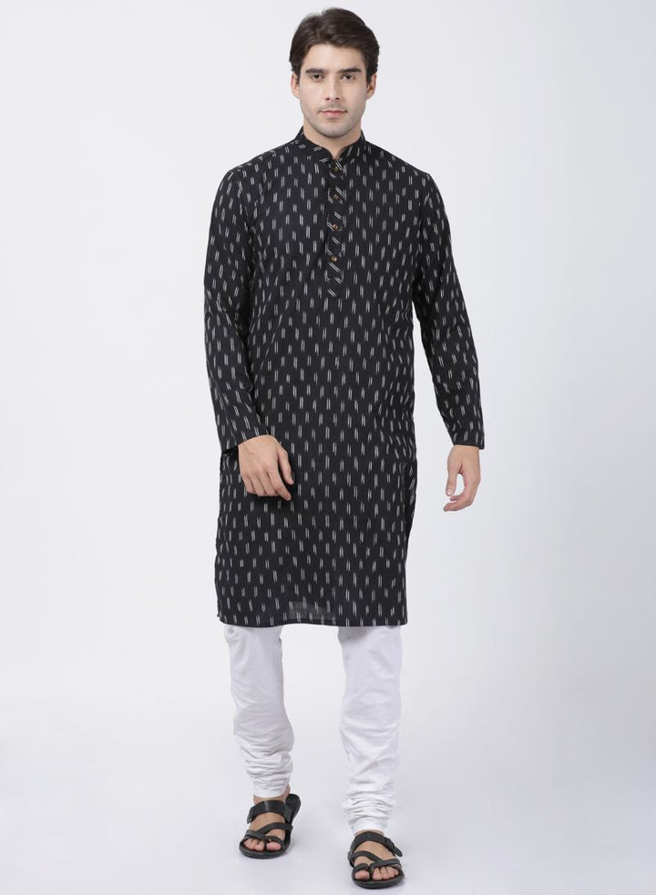 Sarvati Men's Black Pure Cotton Kurta and Pyjama Set