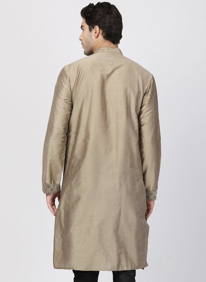 Men's Copper-toned Cotton Silk Blend Kurta