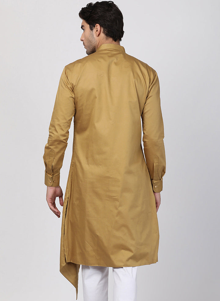 Sarvati Men's Beige Cotton Silk Blend Kurta