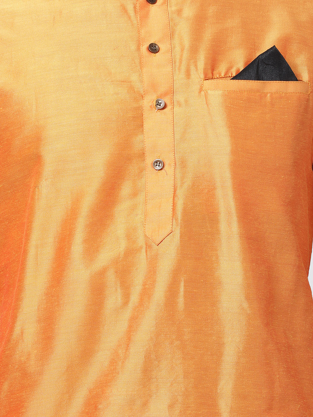 Sarvati Men's Orange Cotton Blend Kurta and Churidar Set