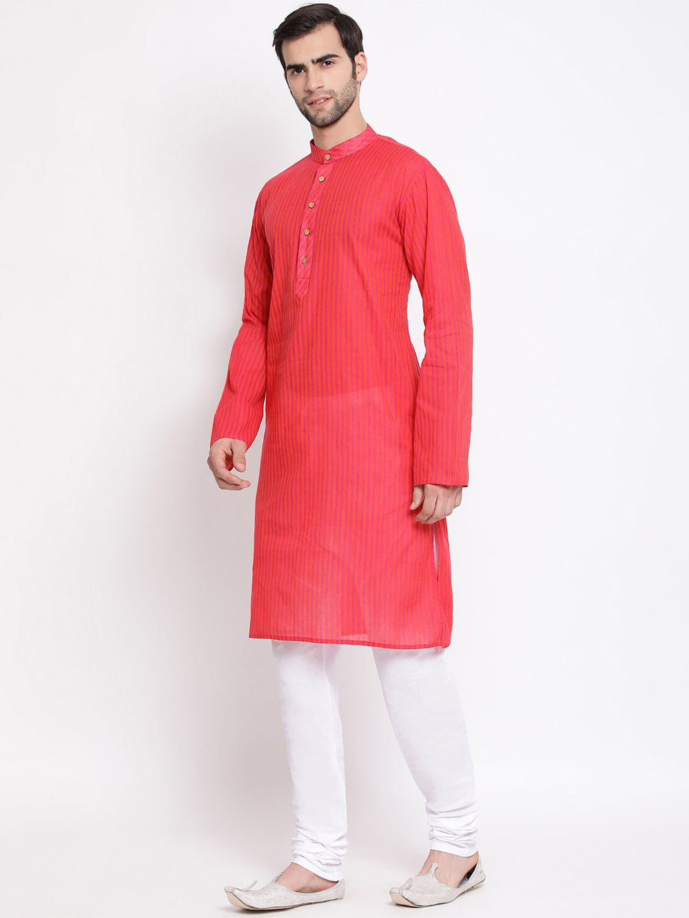 Sarvati Men's Pink Pure Cotton Kurta and Pyjama Set