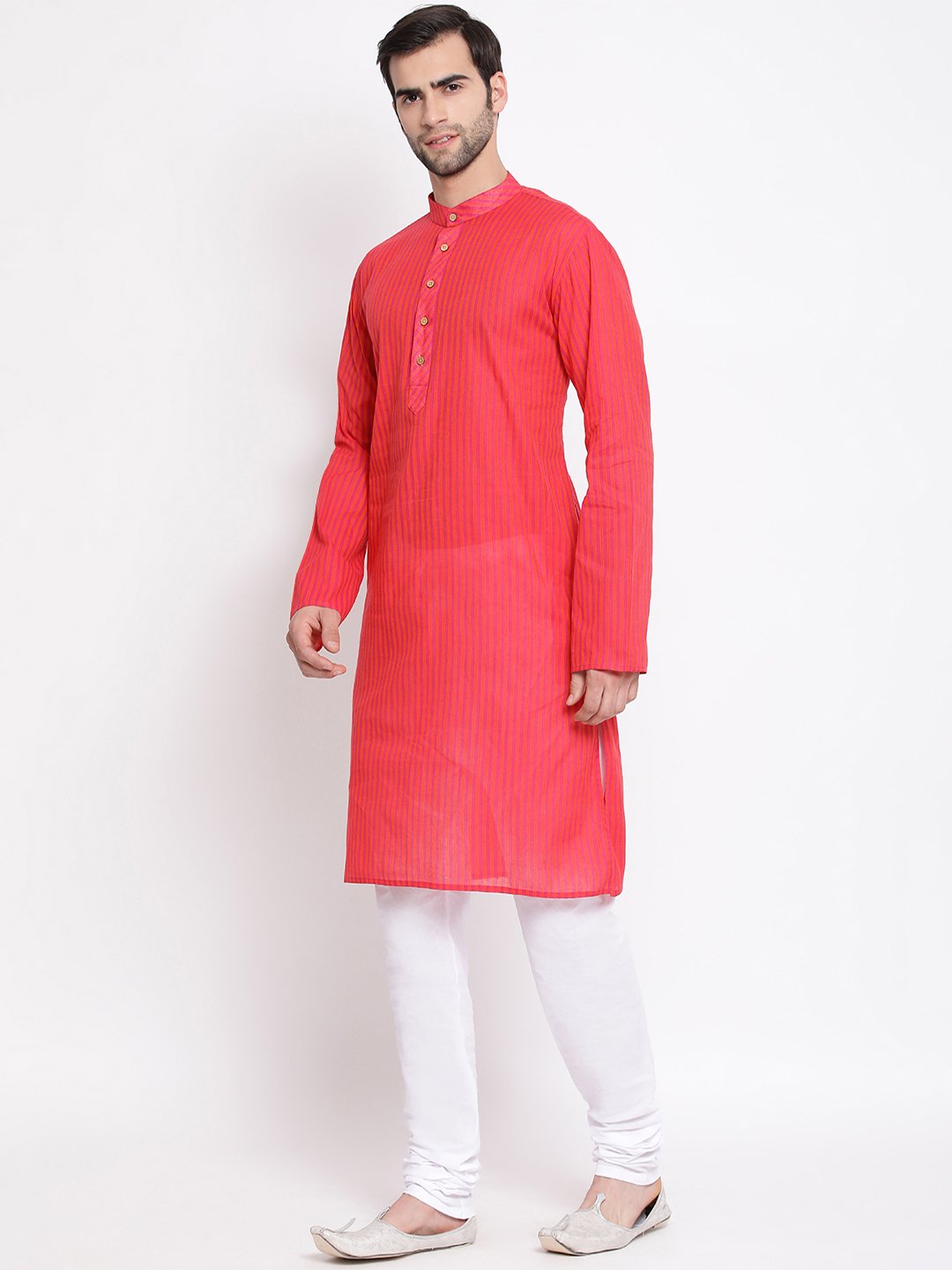 Sarvati Men's Pink Pure Cotton Kurta and Pyjama Set