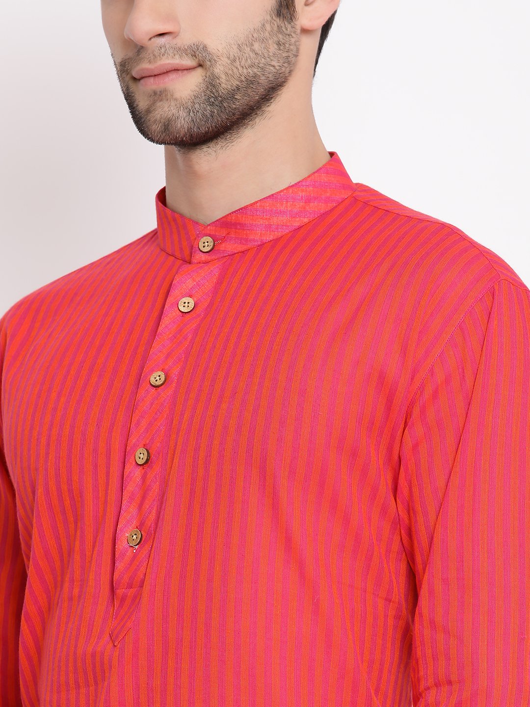 Sarvati Men's Pink Pure Cotton Kurta and Pyjama Set