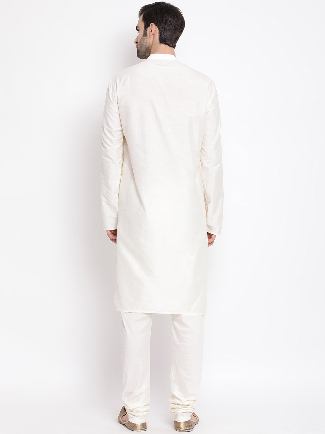 Sarvati Men's Cream Viscose Rayon Kurta Pyjama Set