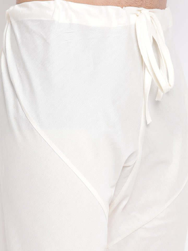 Men's Cream Viscose Rayon Kurta Pyjama Set