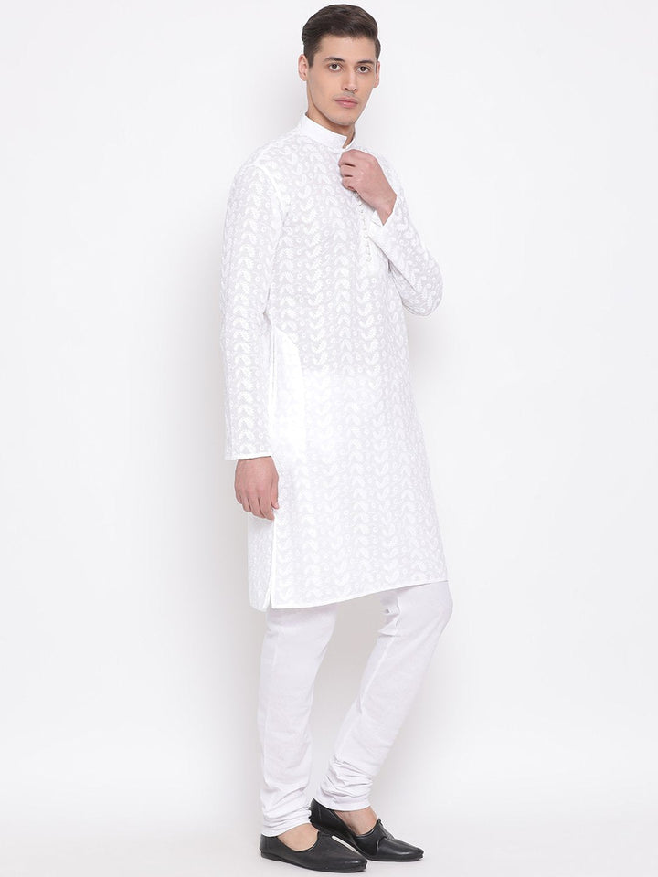 Sarvati Men's White Pure Cotton Kurta Pyjama Set