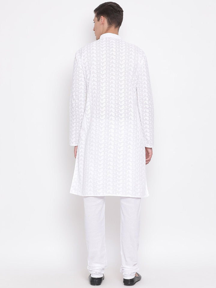 Sarvati Men's White Pure Cotton Kurta Pyjama Set