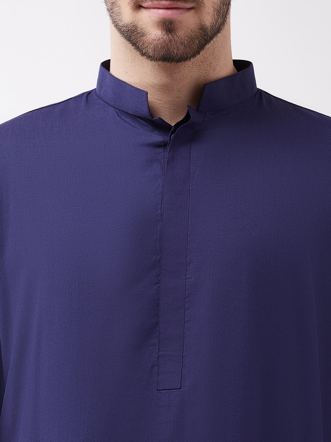 Sarvati Men's Blue Cotton Blend Kurta and Pyjama Set