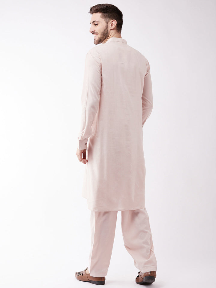 Men's Cream Cotton Blend Kurta and Pyjama Set