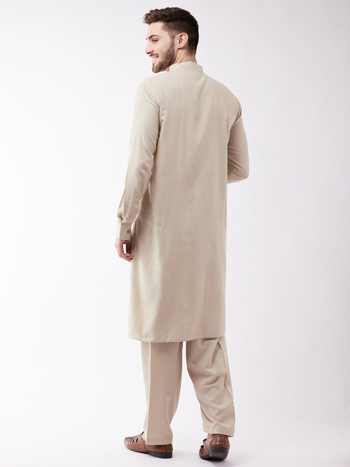 Men's Green Cotton Blend Kurta and Pyjama Set
