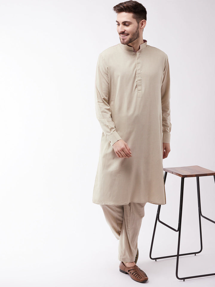 Men's Green Cotton Blend Kurta and Pyjama Set