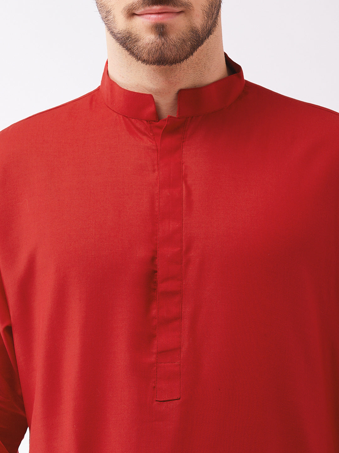 Sarvati Men's Maroon Cotton Blend Kurta and Pyjama Set