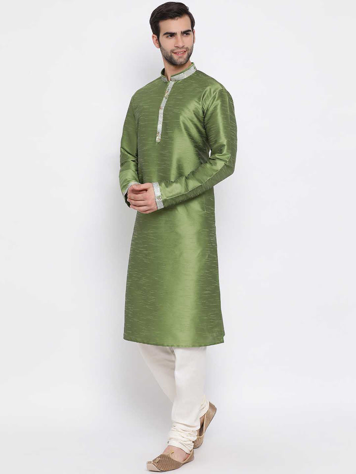 Men's Green Silk Kurta Pyjama Set