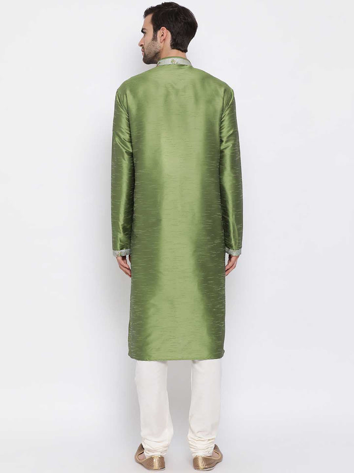 Men's Green Silk Kurta Pyjama Set