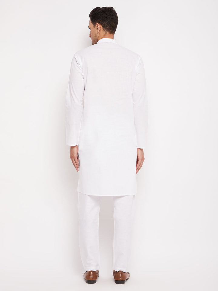 Sarvati Men's White Kurta And Pajama Set