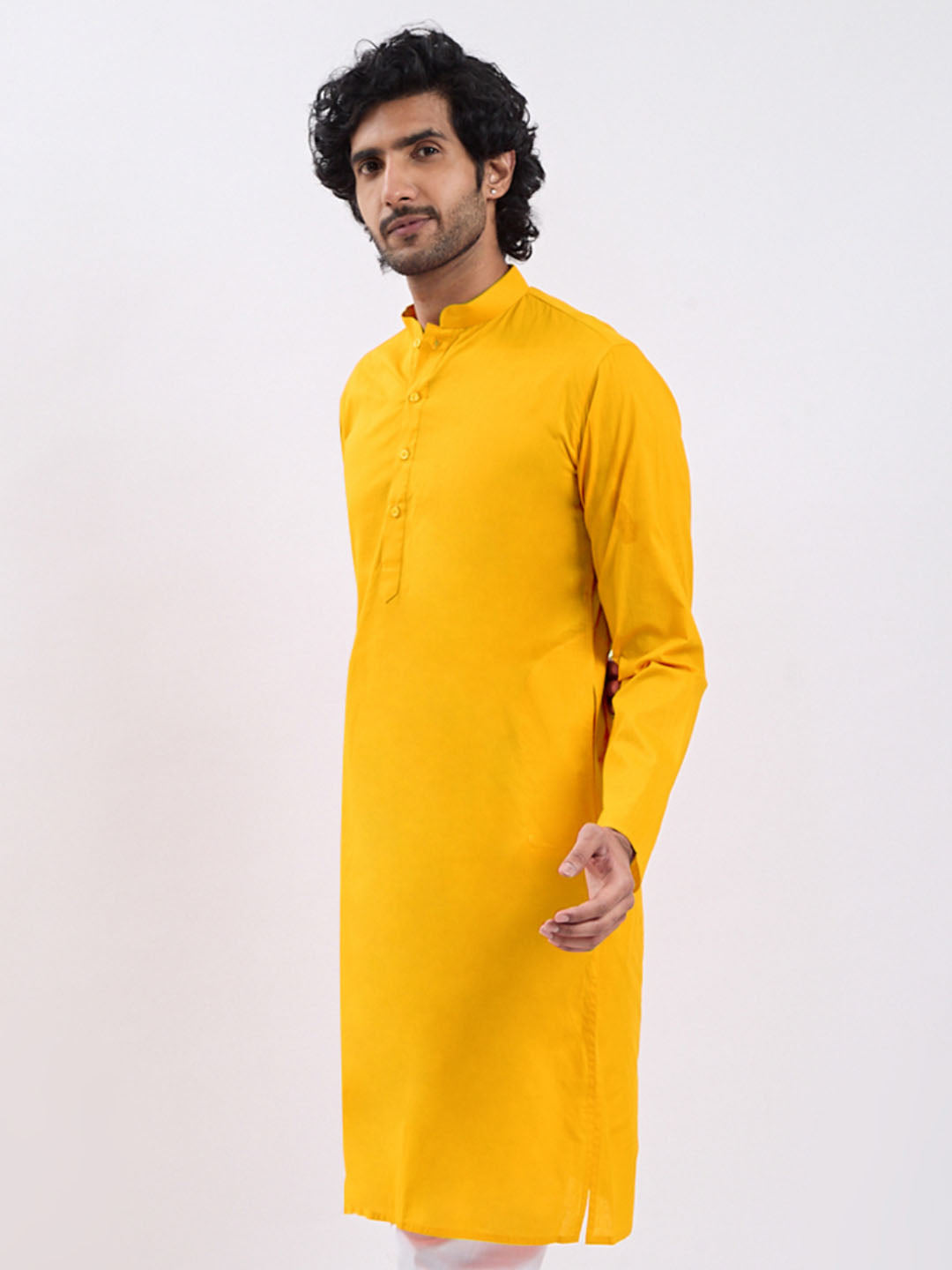 Men's Yellow Cotton Kurta
