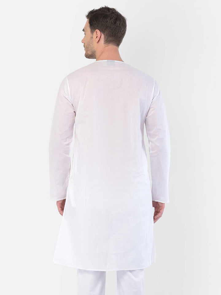 Addi Man White Cotton Round Neck Straight Kurta for Men | Knee Length – House of ...