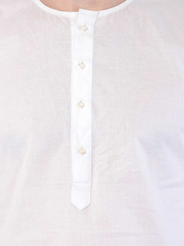 Addi Man White Cotton Round Neck Straight Kurta for Men | Knee Length – House of ...