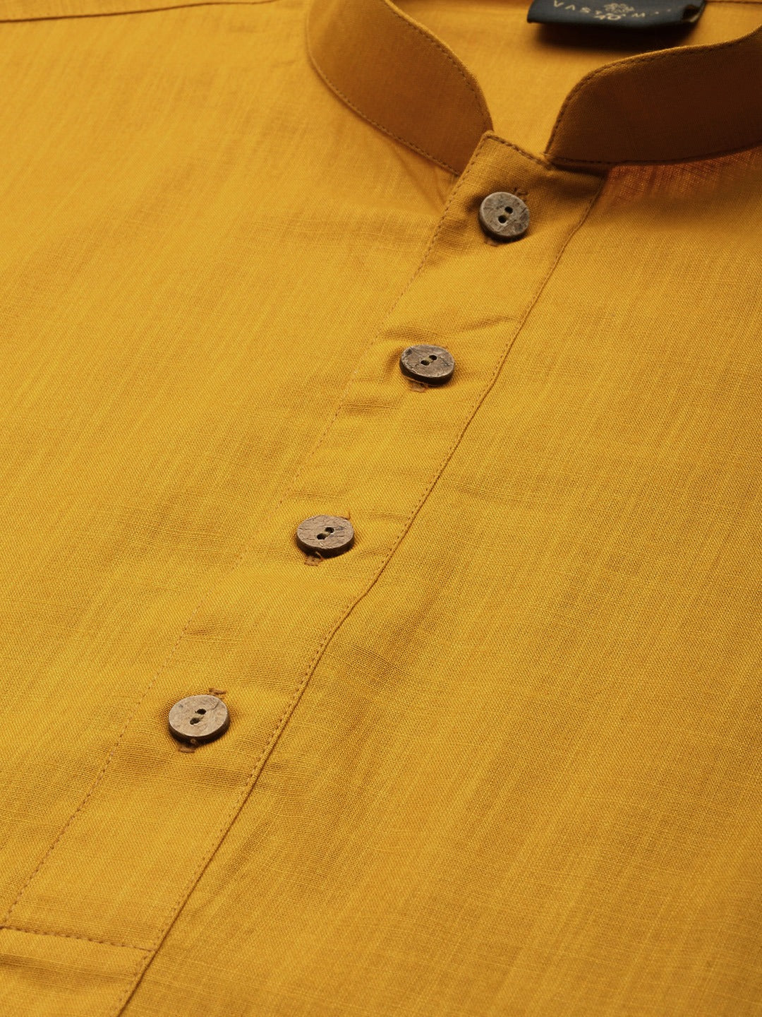 Sarvati Men's Mustard Cotton Kurta And Mundu Set