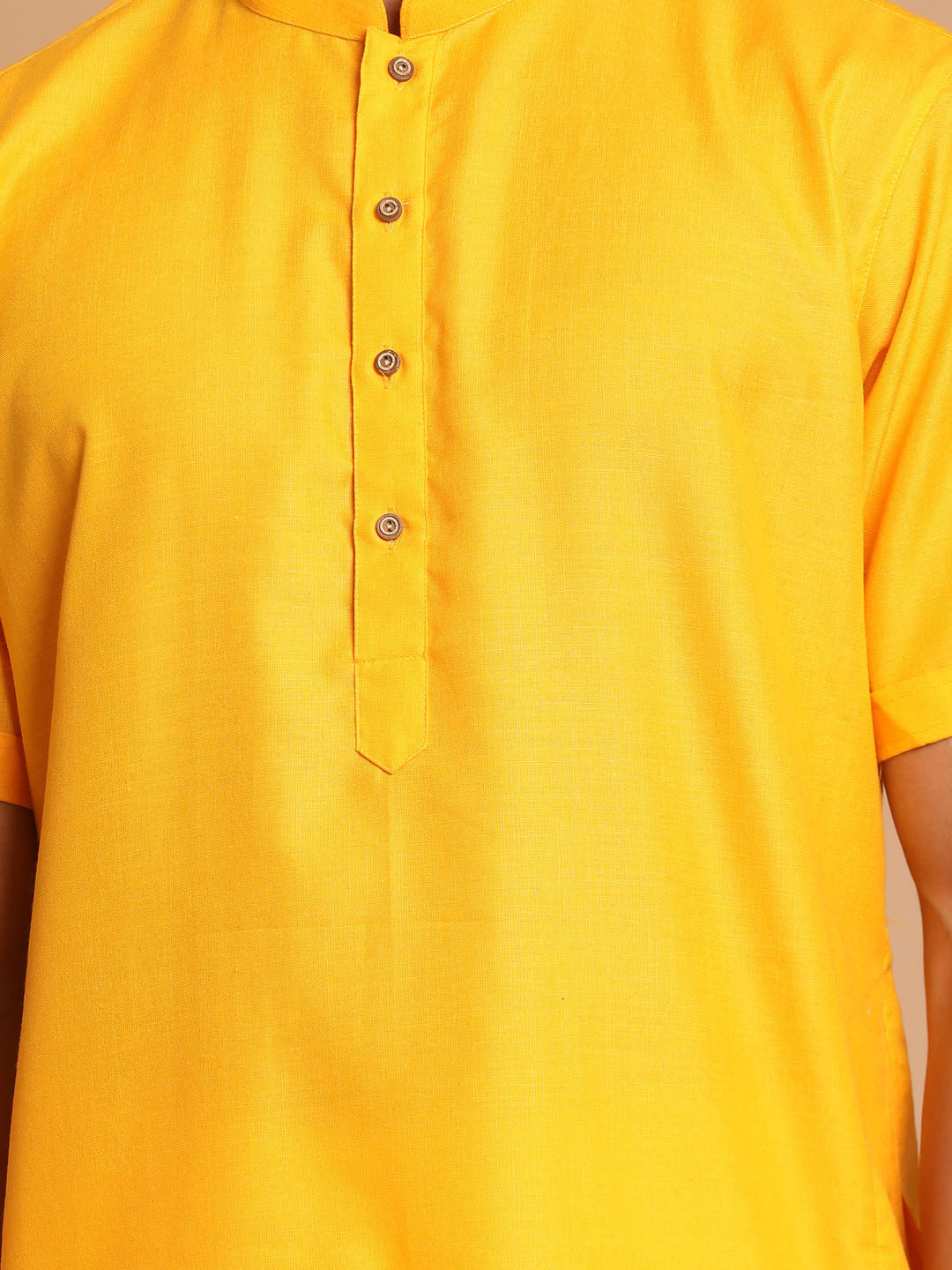 Men's Mustard Solid Kurta