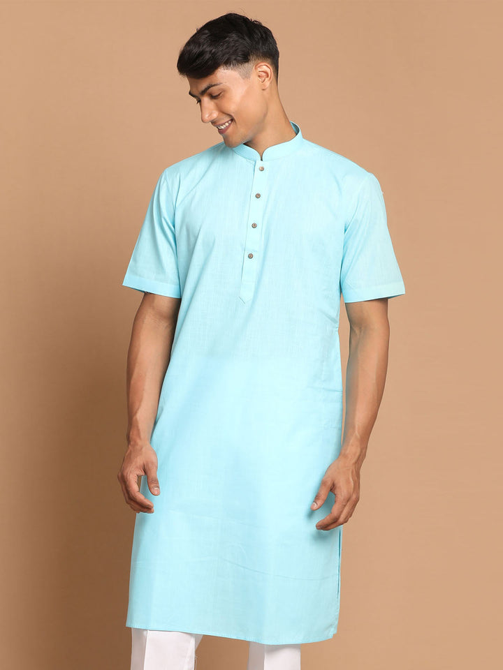 Men's Blue Solid Kurta