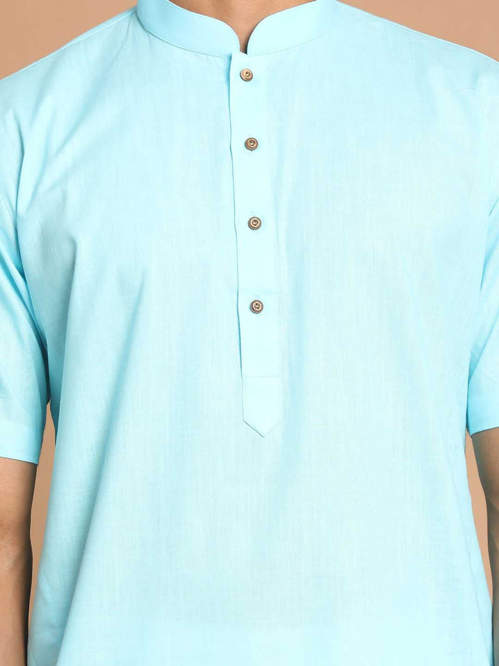 Men's Blue Solid Kurta