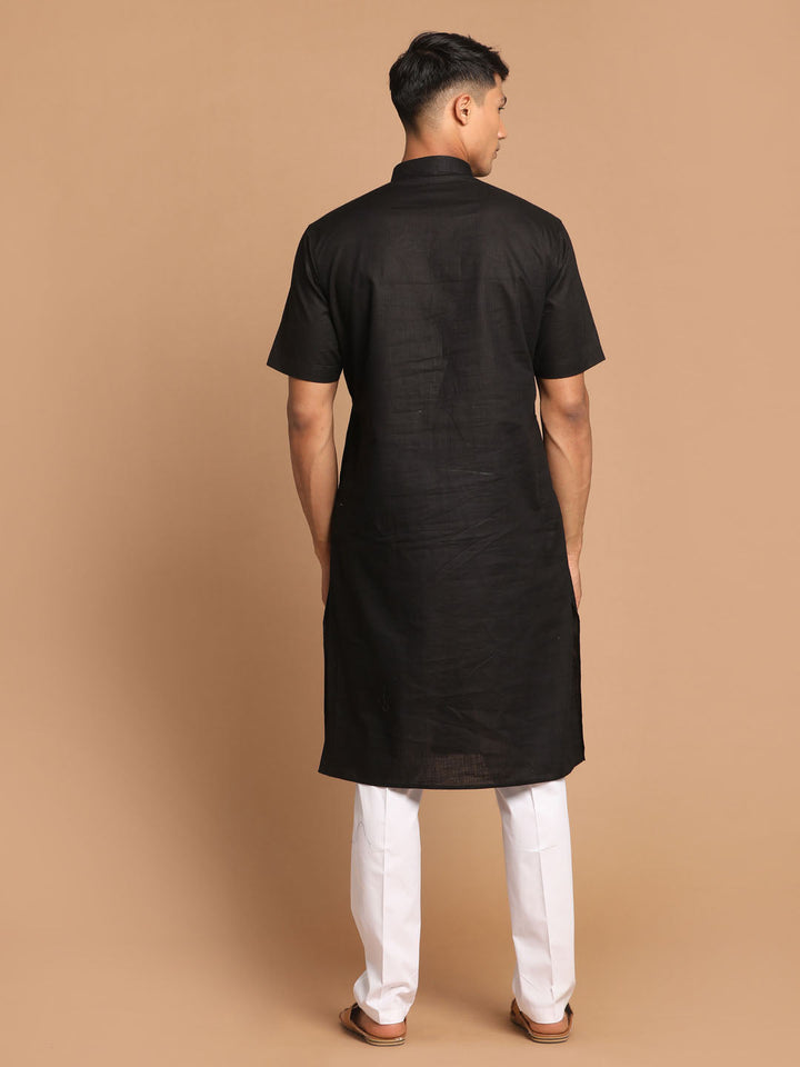 Sarvati Men's Black  Solid Kurta with Pyjama