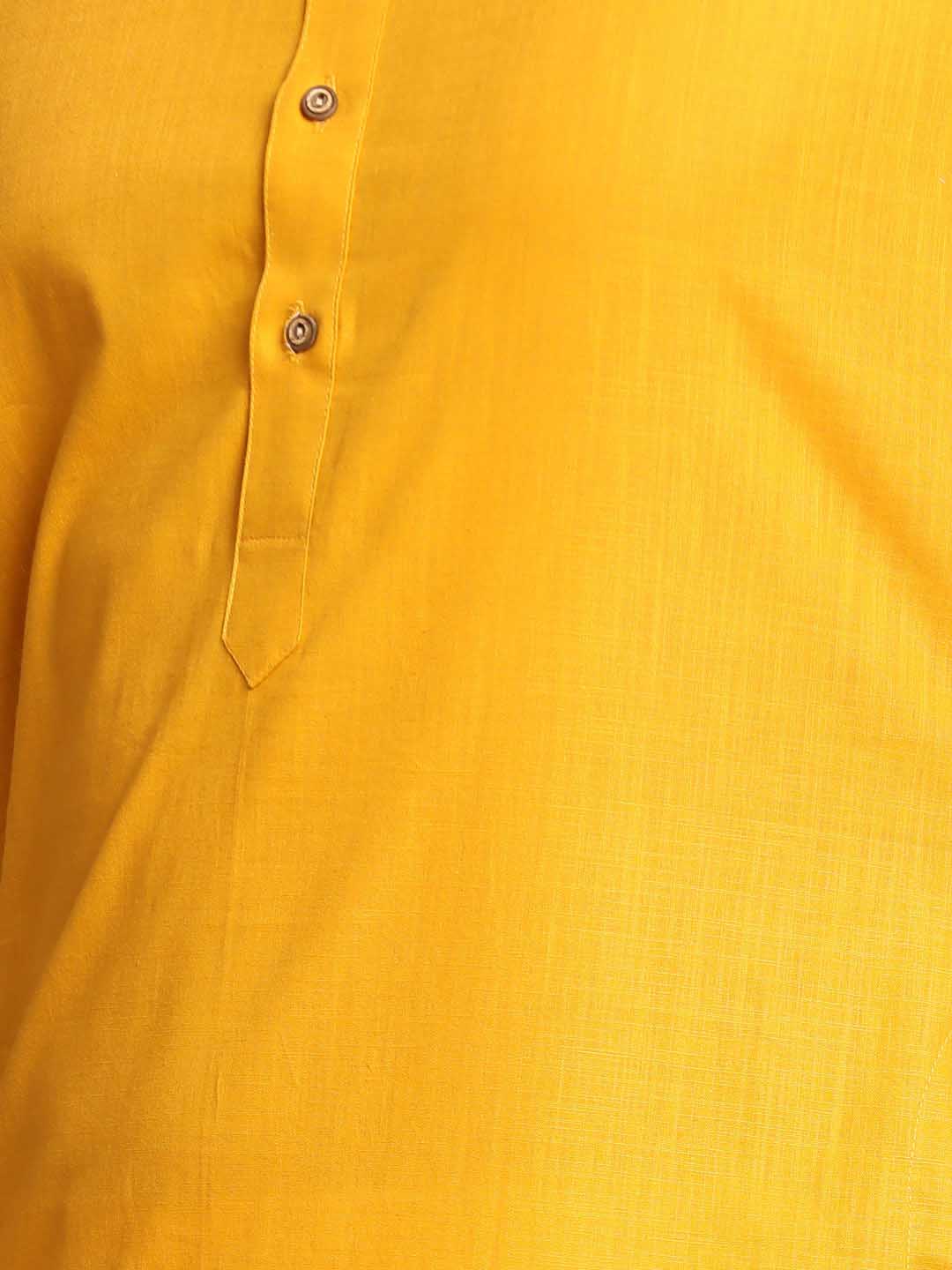 Men's Mustard Solid Kurta