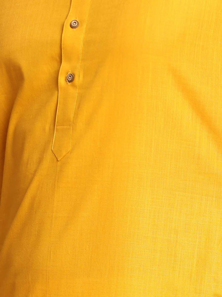 Men's Mustard Solid Kurta