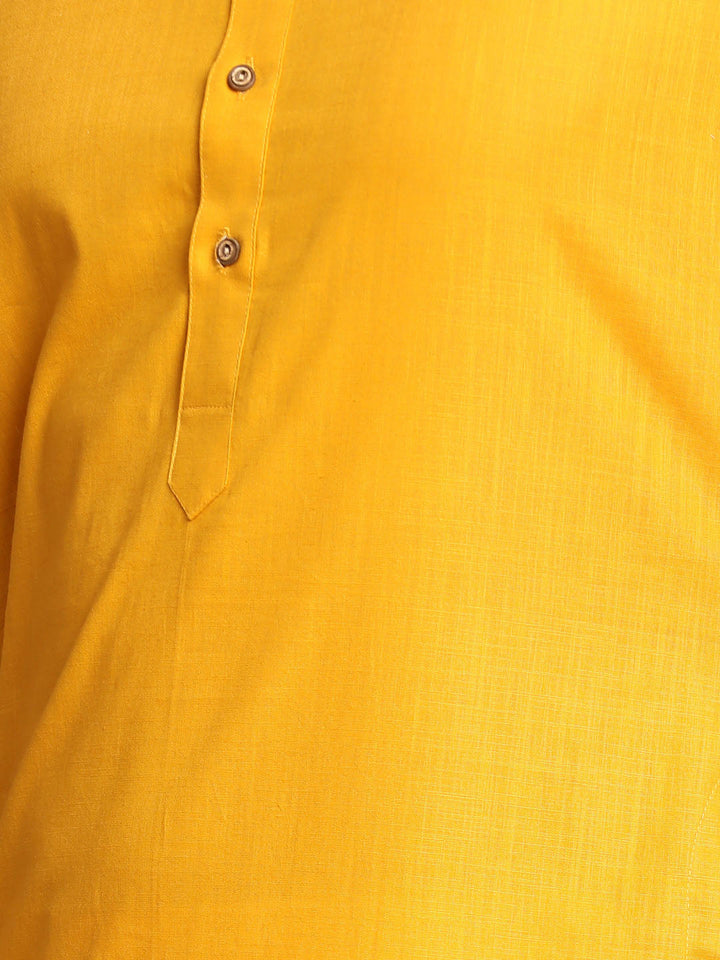 Sarvati Men's Mustard Solid Kurta with Pyjama Set