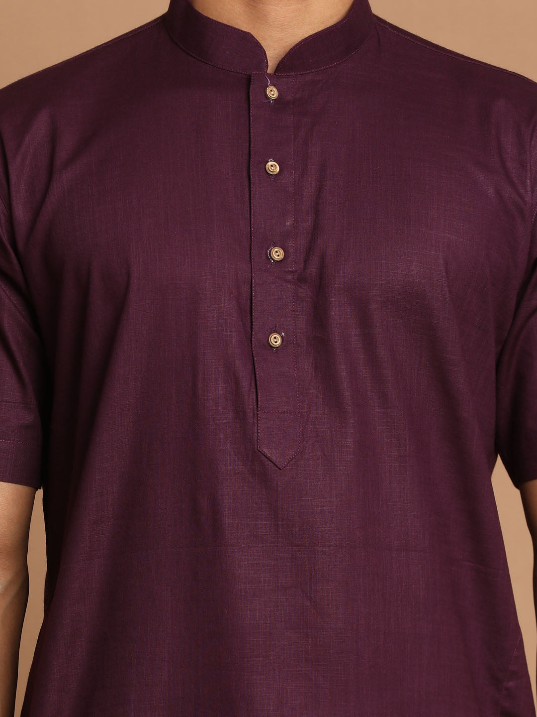 Sarvati Men's Purpple Cotton Kurta And Mundu Set