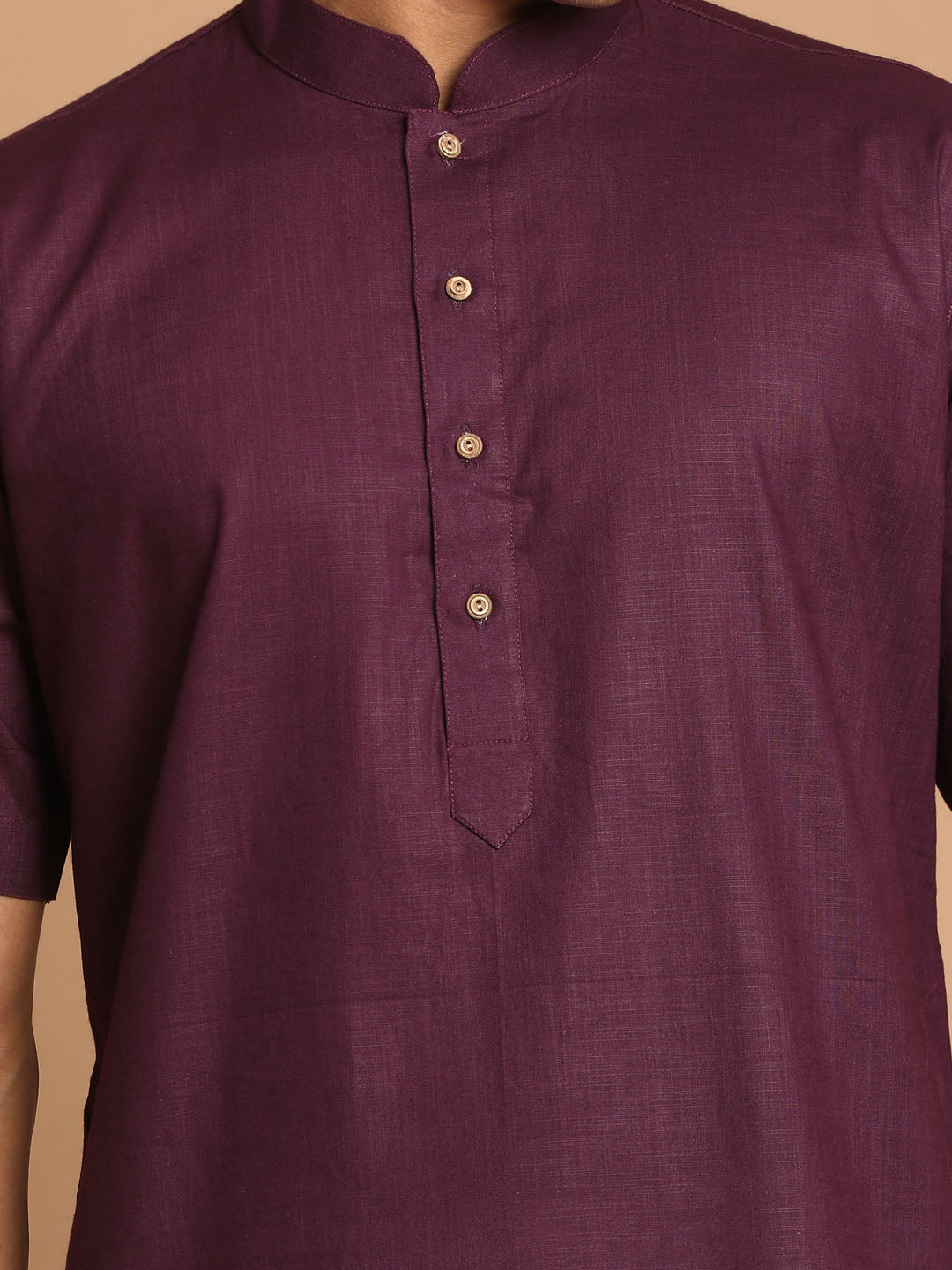 Sarvati Men's Purple  Solid Kurta with Pyjama Set