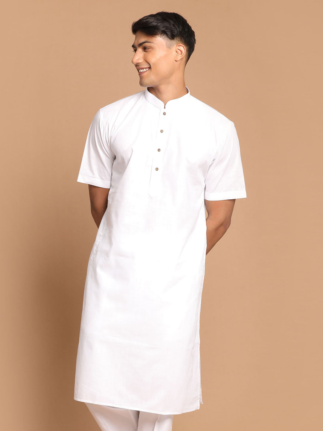 Men's White Solid Kurta