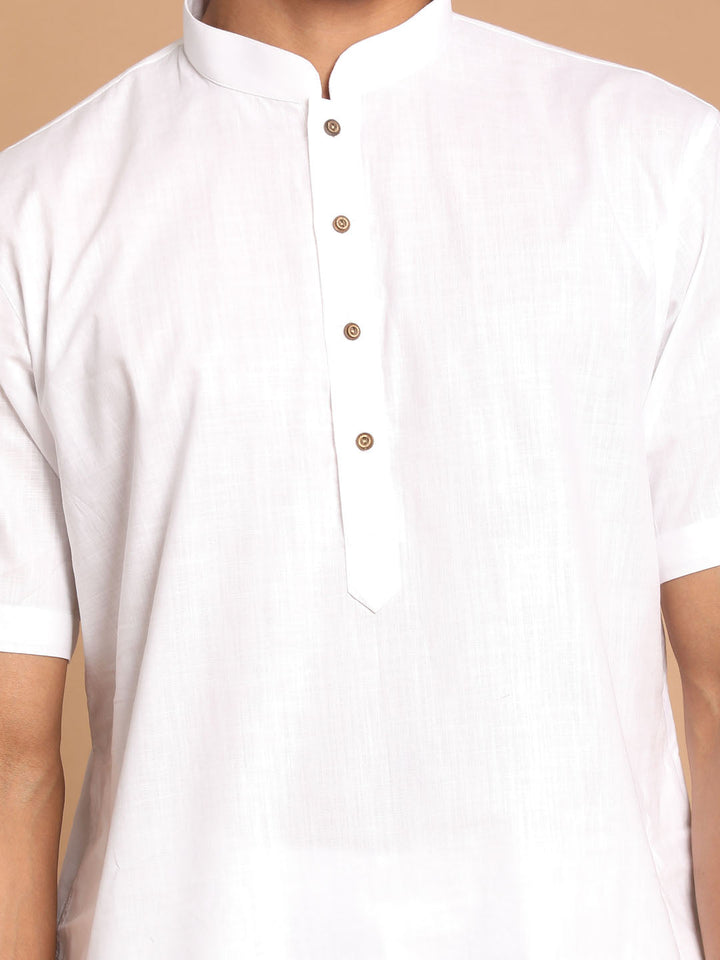 Sarvati Men's White Solid Kurta with Pyjamas