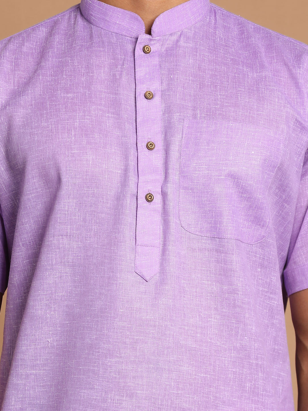 Sarvati Men's Purple Cotton Kurta And Mundu Set