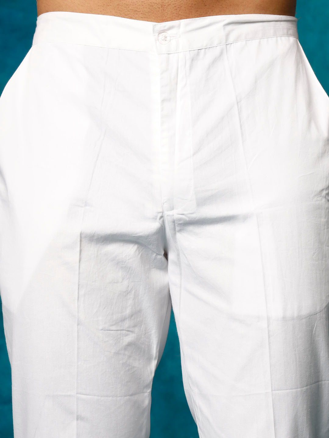 Sarvati Men's Rust And White Cotton Blend Kurta Pyjama Set
