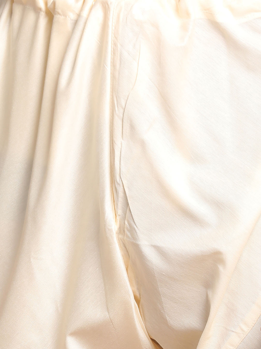 Sarvati Men's Yellow And Cream Cotton Blend Kurta With Pyjama Set