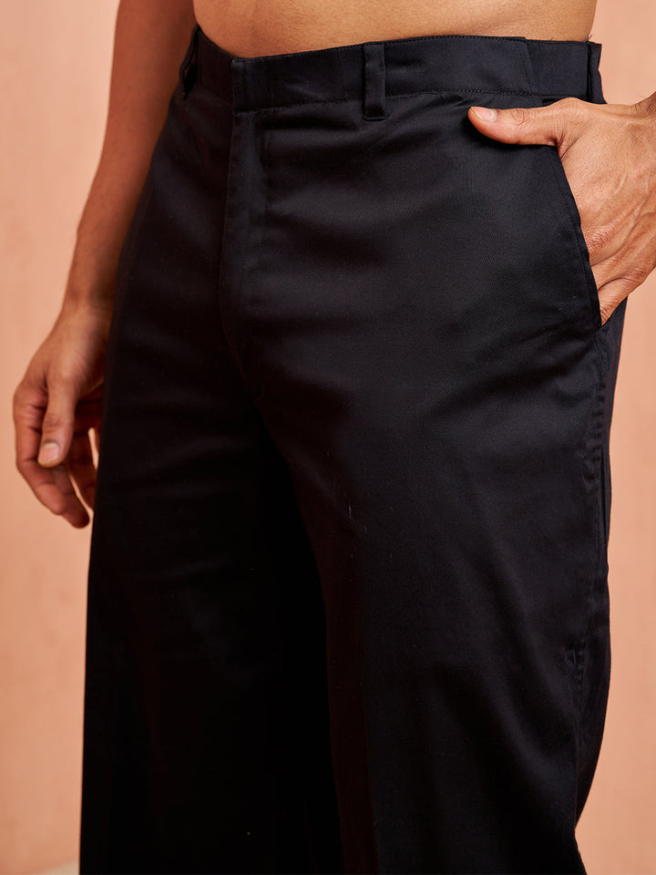 Men's Black Georgette Kurta & Pant Set