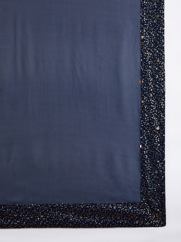 Men's Navy Blue Georgette Kurta Patiala And Dupatta Set
