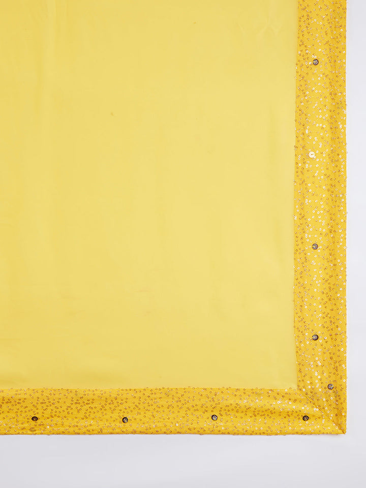 Men's Yellow Georgette Kurta Patiala And Dupatta Set