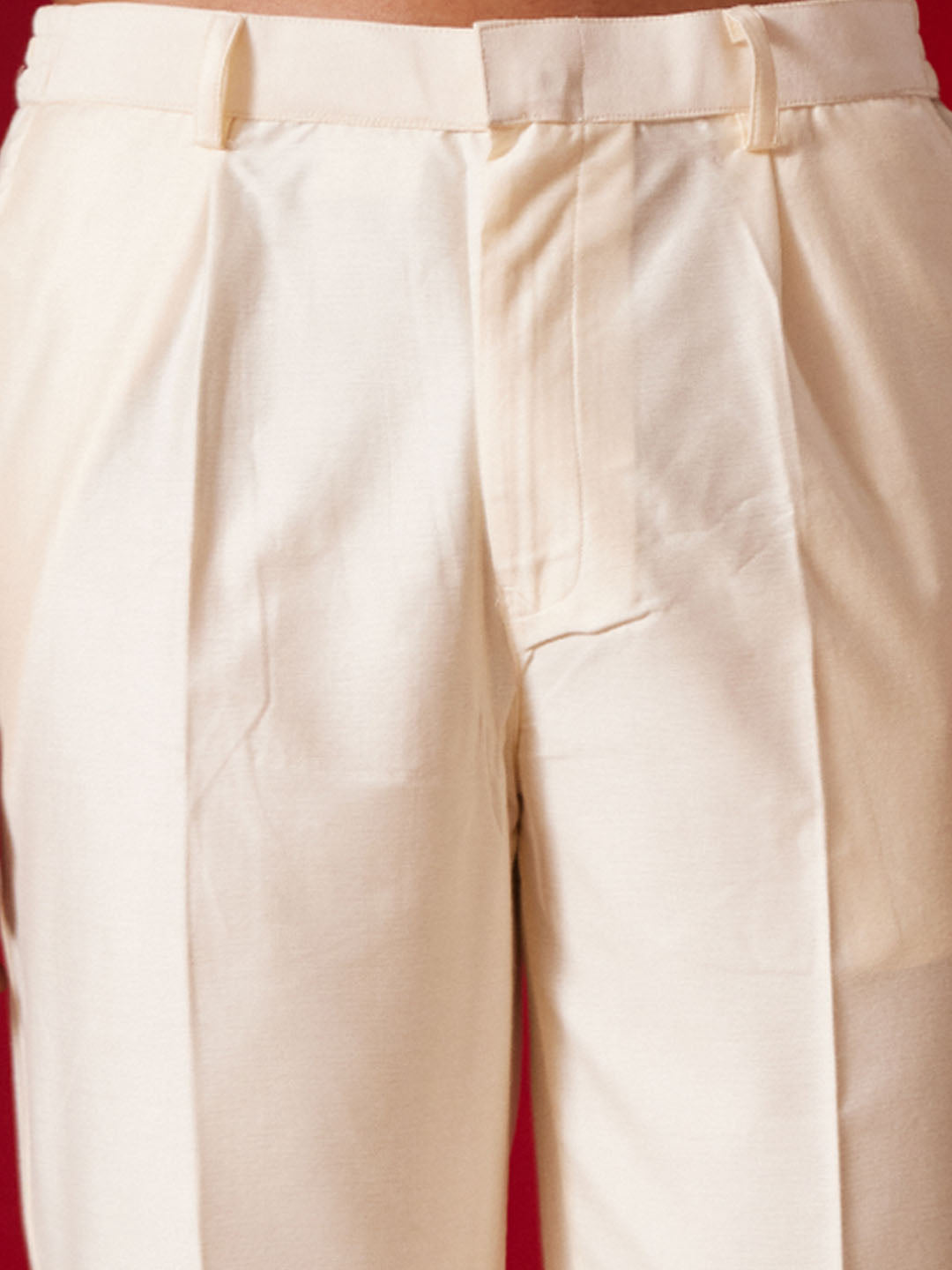 Me's Green Silk Blend Jacquard Kurta With Pant Set