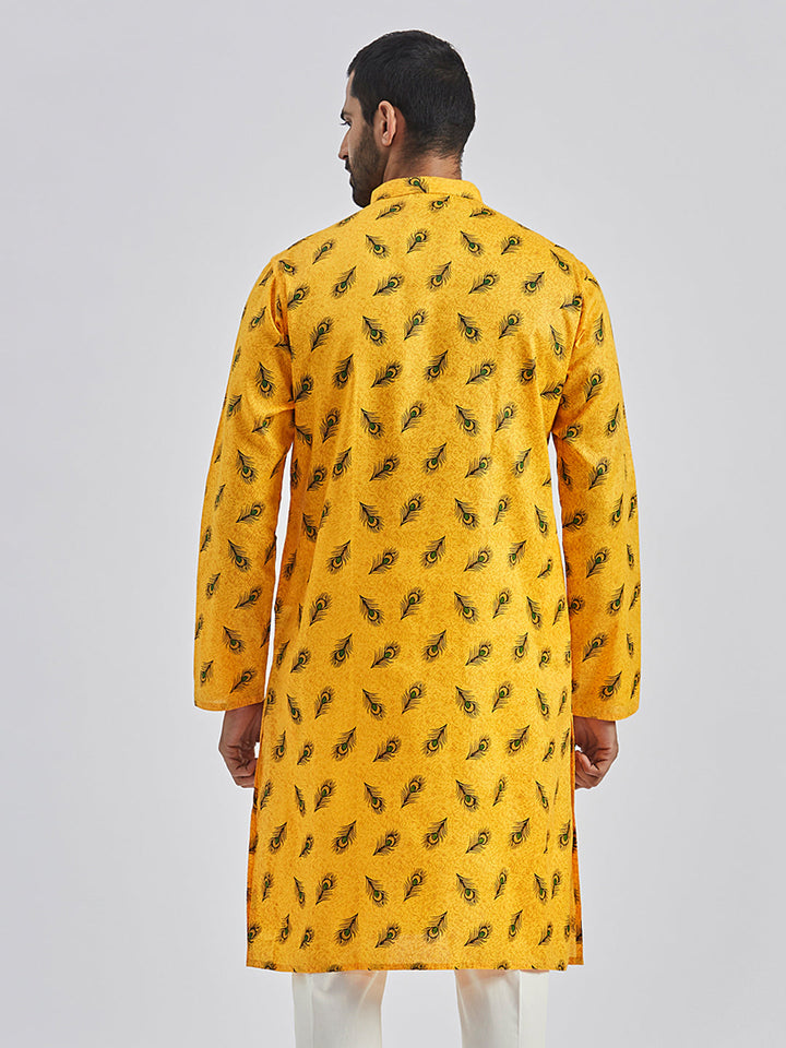 Men's Yellow Muslin Cotton Kurta